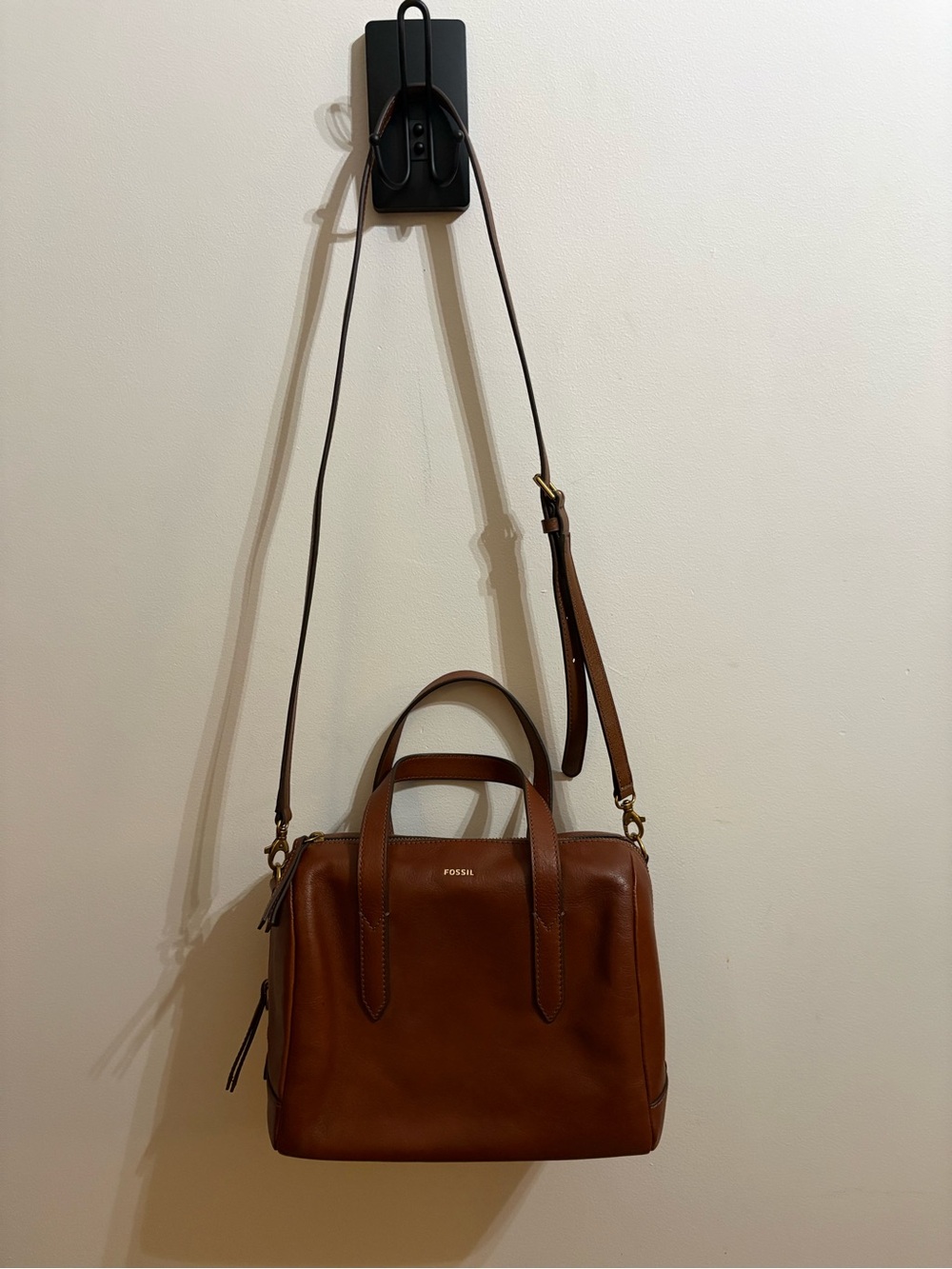 Fossil Cognac Leather Satchel with Top Handles - Picture 5 of 6